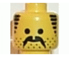Minifigure, Head Moustache, Stubble and Sideburns Black Pattern - Blocked Open Stud