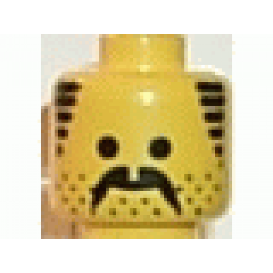 Minifigure, Head Moustache, Stubble and Sideburns Black Pattern - Blocked Open Stud