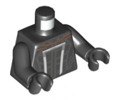 Torso with Dark Bluish Gray and White Outlined Armor Pattern / Black Arms / Black Hands