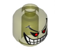 Minifigure, Head Red Eyes, Eyebrows, White Teeth and Grin Pattern (The Joker's Bomb) - Blocked Open Stud