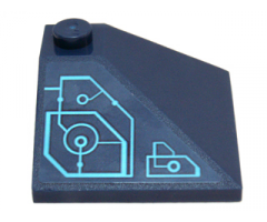 Slope 33 3 x 3 Double Convex with Medium Azure Schematic Circles and Lines Pattern Model Right Side (Sticker) - Set 71200