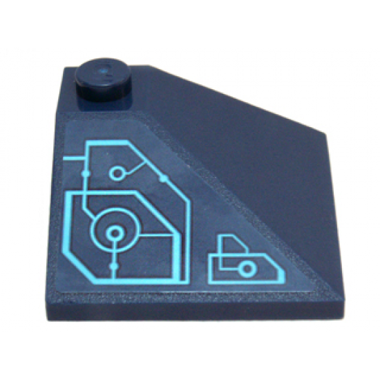 Slope 33 3 x 3 Double Convex with Medium Azure Schematic Circles and Lines Pattern Model Right Side (Sticker) - Set 71200