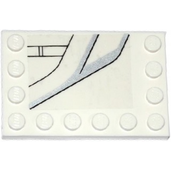 Tile, Modified 4 x 6 with Studs on Edges with DC Javelin Spaceship Pattern Model Left Side (Sticker) - Set 76028