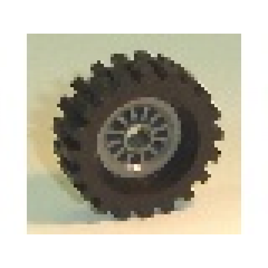 Wheel & Tire Assembly Spoked 2 x 2 with Pin Hole, with Black Tire 30 x 10.5 Offset Tread (30155 / 2346)