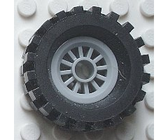 Wheel & Tire Assembly Spoked 2 x 2 with Pin Hole, with Black Tire 30 x 10.5 Offset Tread (30155 / 2346)