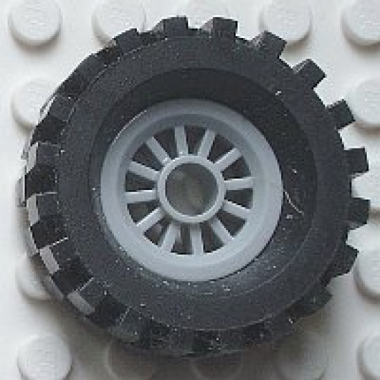 Wheel & Tire Assembly Spoked 2 x 2 with Pin Hole, with Black Tire 30 x 10.5 Offset Tread (30155 / 2346)