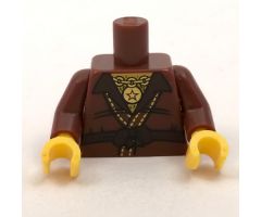 Torso Ninjago Robe with Open Shirt Collar, Belt, Gold Chain with Star Pendant and Gold Star on Back Pattern / Reddish Brown Arms / Yellow Hands