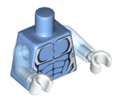 Torso Alien with Dark Blue Muscles Outline and White Edges Pattern / Trans-Medium Blue Arms / White Hands