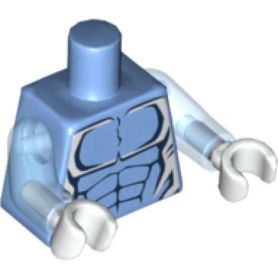 Torso Alien with Dark Blue Muscles Outline and White Edges Pattern / Trans-Medium Blue Arms / White Hands