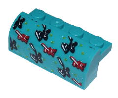 Slope, Curved 2 x 4 x 1 1/3 with Four Recessed Studs with Bedspread with Red and Black Ninjas Pattern (Sticker) - Set 71741