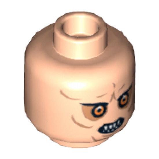 Minifigure, Head Alien with Bared Pointed Teeth, Red Eyes and Wrinkles Pattern (SW Bib Fortuna) - Hollow Stud