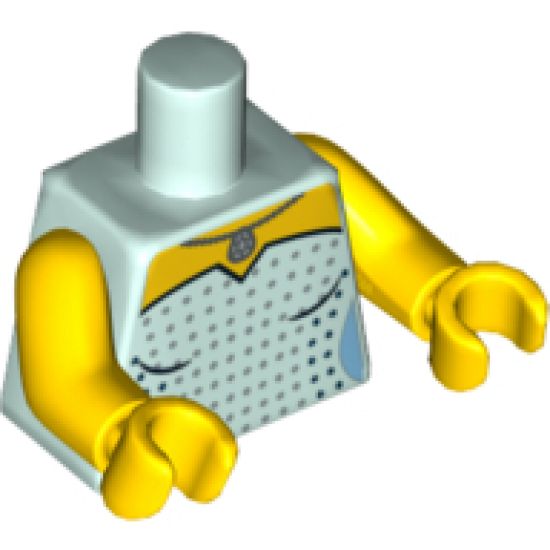 Torso Female Dress with Black and Silver Spots and Necklace Pattern / Yellow Arms / Yellow Hands