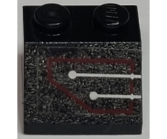 Slope 45 2 x 2 with Silver Circuitry, 2 Lines Straight in Red Outline Pattern (Sticker) - Set 7702
