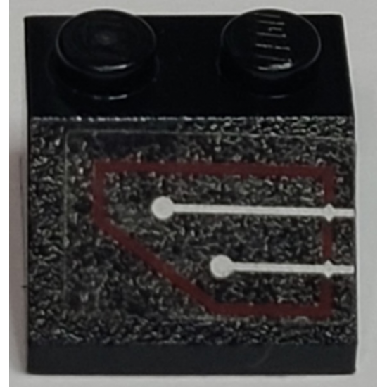 Slope 45 2 x 2 with Silver Circuitry, 2 Lines Straight in Red Outline Pattern (Sticker) - Set 7702