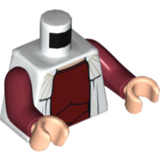 Torso SW Robe with Yellow and Red Ornaments over Dark Red Dress Pattern (Leia) / Dark Red Arms / Light Nougat Hands