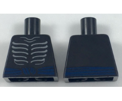 Torso Ninjago Skeleton Ribs Gray and Dark Blue Waist Sash Pattern