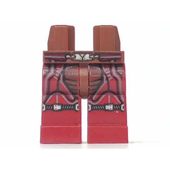 Hips and Dark Red Legs with Dark Red Belt with Silver Buckle, Black and Gray Lines and Knee Straps Pattern