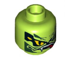 Minifigure, Head Alien with Yellow Snake Eyes and Mouth with Fangs and Teeth Pattern - Hollow Stud