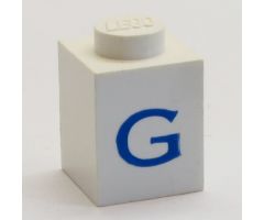 Brick 1 x 1 with Blue 'G' Pattern