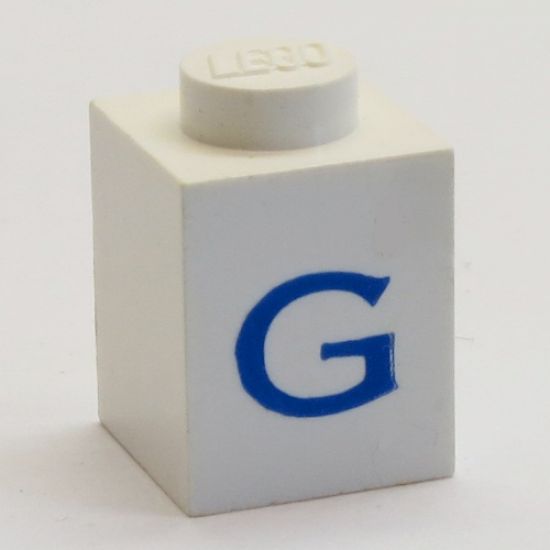 Brick 1 x 1 with Blue 'G' Pattern
