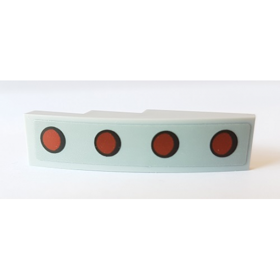 Slope, Curved 4 x 1 with 4 Red Dots with Black Outline Pattern (Sticker) - Set 10269