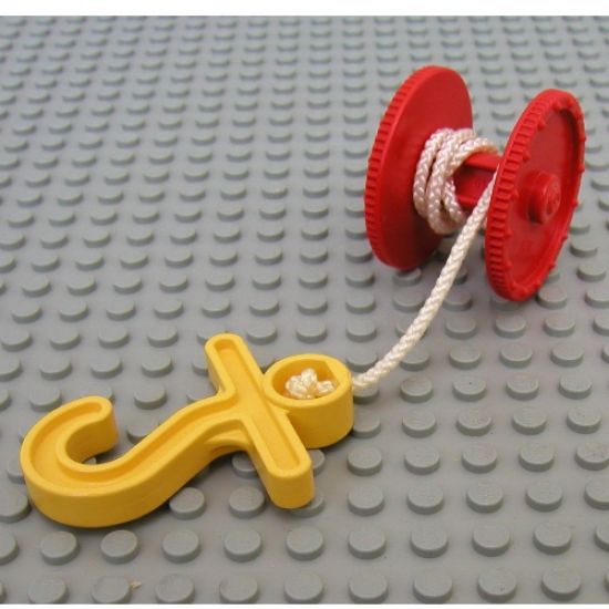 Duplo Hose Reel Holder 2 x 2 with Red Drum, Yellow Hook, String