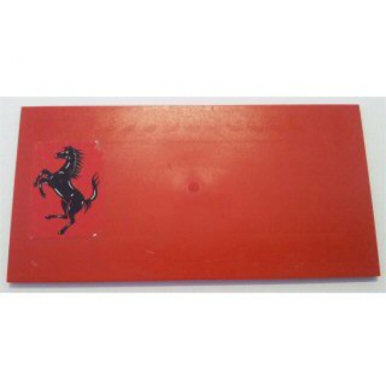 Tile 8 x 16 with Bottom Tubes on Edges with Ferrari Horse Logo Pattern Right (Sticker) - Set 8654