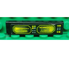 Tile 1 x 4 with Buttons and Neon Green Screens on Black Background Pattern Model Right Side (Sticker) - Set 8107