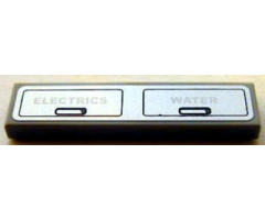 Tile 1 x 4 with 'ELECTRICS' and 'WATER' on Silver Background Pattern (Sticker) - Set 3677