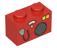Brick 1 x 2 with Radio and Microphone Pattern