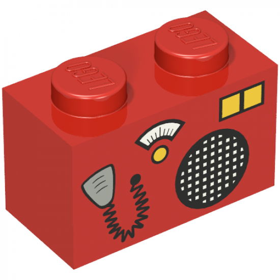 Brick 1 x 2 with Radio and Microphone Pattern