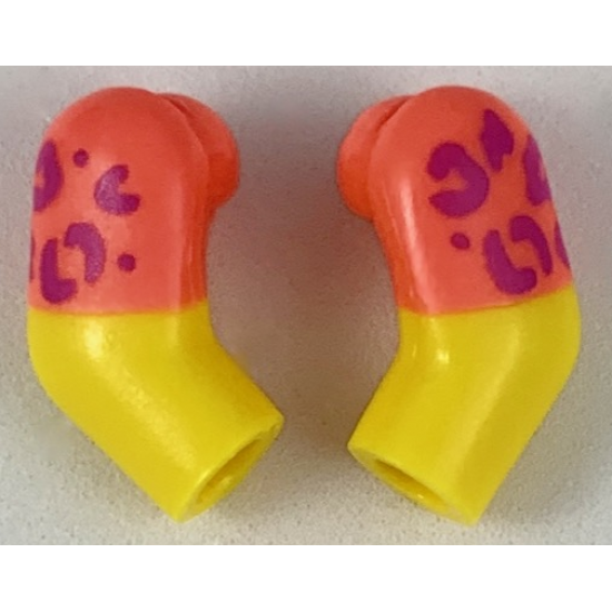 Arm, (Matching Left and Right) Pair with Coral Short Sleeves, Medium Lavender Rosettes Pattern