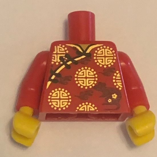 Torso Robe with Gold Hems, Gold Circle Symbols and Rat Pattern (BAM) / Red Arms / Yellow Hands