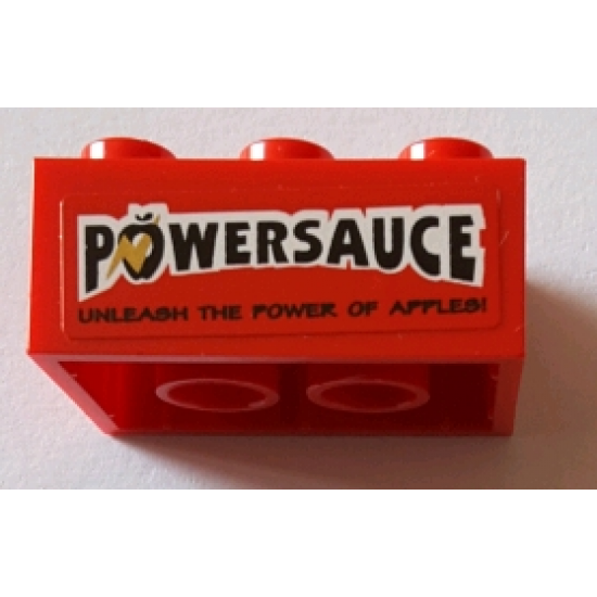 Brick 2 x 3 with Black 'POWERSAUCE' and 'UNLEASH THE POWER OF APPLES!' Pattern (Sticker) - Set 71016