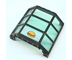 Window Bay 3 x 8 x 6 with Trans-Light Blue Glass with 5 White Stripes and Hamburger Pattern