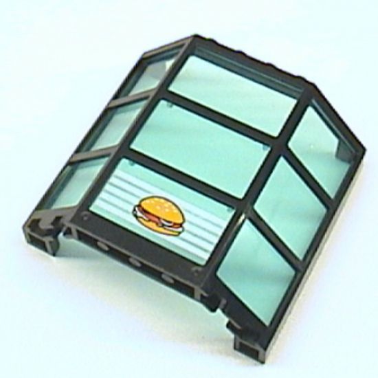 Window Bay 3 x 8 x 6 with Trans-Light Blue Glass with 5 White Stripes and Hamburger Pattern