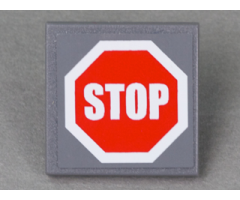Road Sign 2 x 2 Square with Clip with Red Stop Sign Pattern (Sticker) - Set 7781