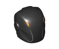 Minifigure, Headgear Helmet Armor Plates and Ear Protectors with Metallic Silver and Orange Markings Pattern