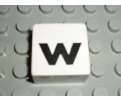 Duplo, Tile 2 x 2 x 1 with Black Lowercase Letter w Pattern