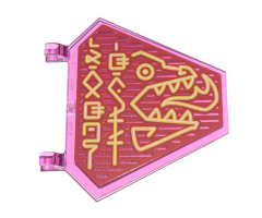 Flag 5 x 6 Hexagonal with Yellow Stylized Neon Ninjago Logogram 'Dragon Grill' and Dragon Breathing Fire Pattern (Sticker) - Set 71741