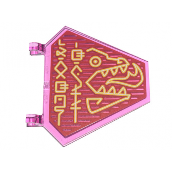 Flag 5 x 6 Hexagonal with Yellow Stylized Neon Ninjago Logogram 'Dragon Grill' and Dragon Breathing Fire Pattern (Sticker) - Set 71741