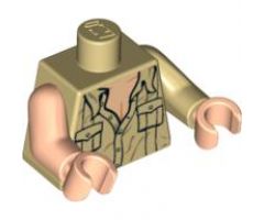 Torso Indiana Jones Open Collar Shirt with Pockets Pattern / Tan Arm Left / Light Nougat Arm Right / Light Nougat Hands