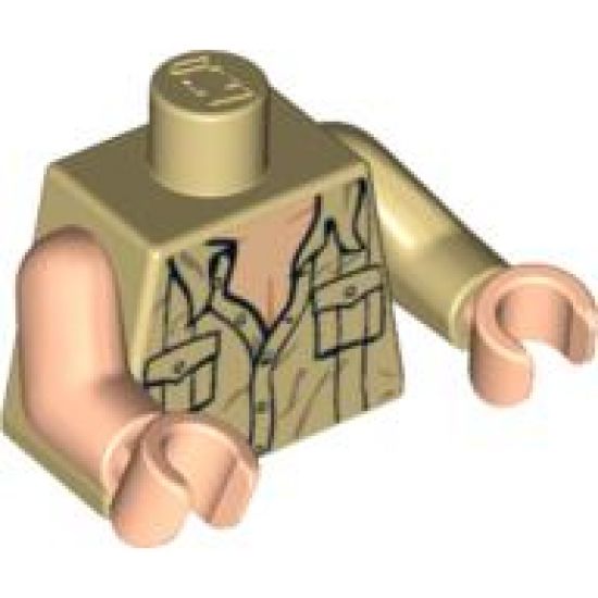 Torso Indiana Jones Open Collar Shirt with Pockets Pattern / Tan Arm Left / Light Nougat Arm Right / Light Nougat Hands