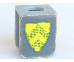 Minifigure, Body Wear Vest with Shield with Yellow and Green Stripes Pattern (Stickers) - Sets 375-2 / 6075-2