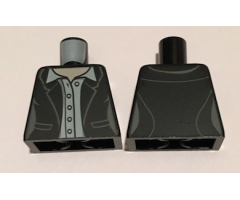 Torso Female Jacket Open over White Shirt with Light Nougat Neck, Collar, 5 Buttons and 2 Pockets Pattern