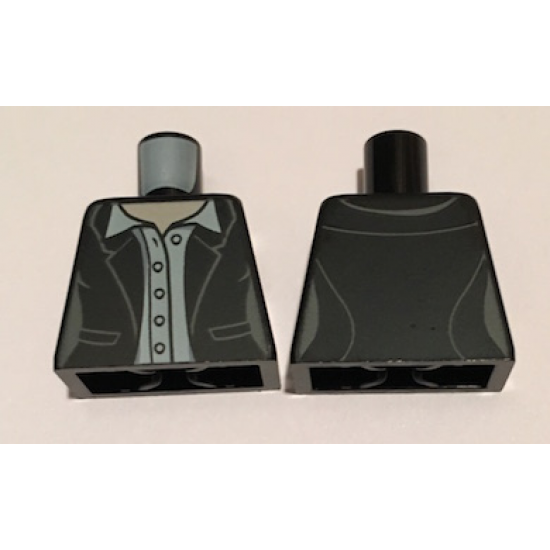 Torso Female Jacket Open over White Shirt with Light Nougat Neck, Collar, 5 Buttons and 2 Pockets Pattern