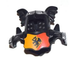 Duplo, Figure Wear & Utensil Clothing Head Armor with Black Face Shield and Silver Top and Red and Yellow Breastplate and Dragon Pattern