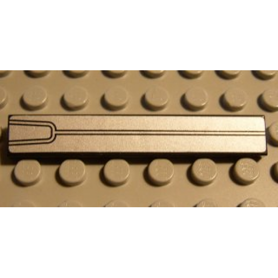 Tile 1 x 6 with Silver Panel Forked Line Pattern (Sticker) - Set 8007