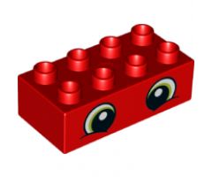 Duplo, Brick 2 x 4 with Lime Eyes Pattern