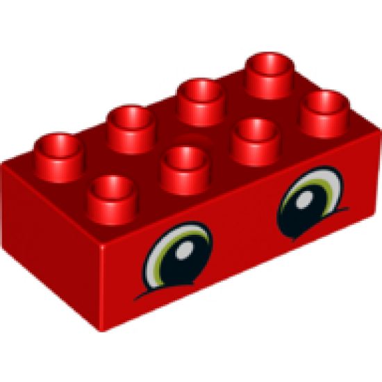 Duplo, Brick 2 x 4 with Lime Eyes Pattern